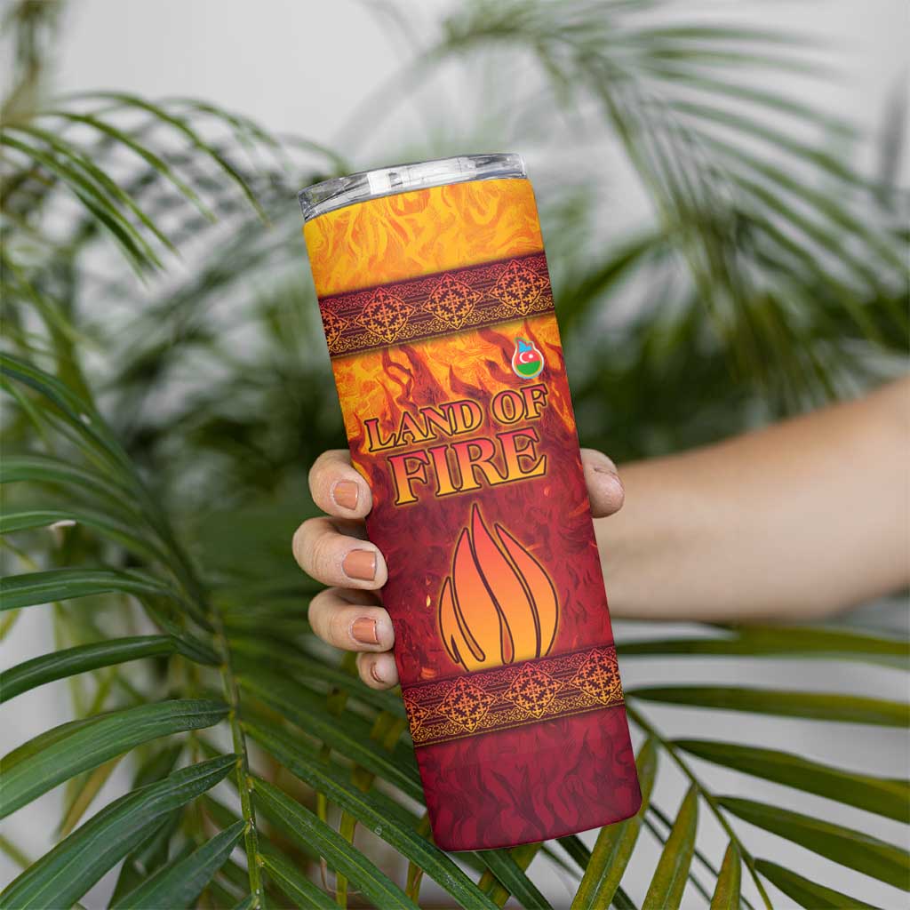 Azerbaijan Land of Fire Skinny Tumbler with Flame Towers and Baku Design