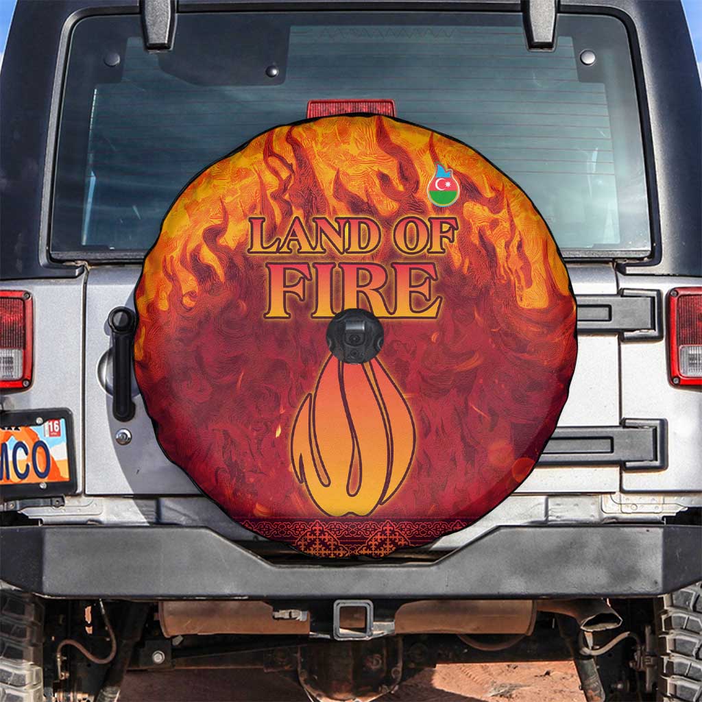 Azerbaijan Land of Fire Spare Tire Cover with Flame Towers and Baku Design
