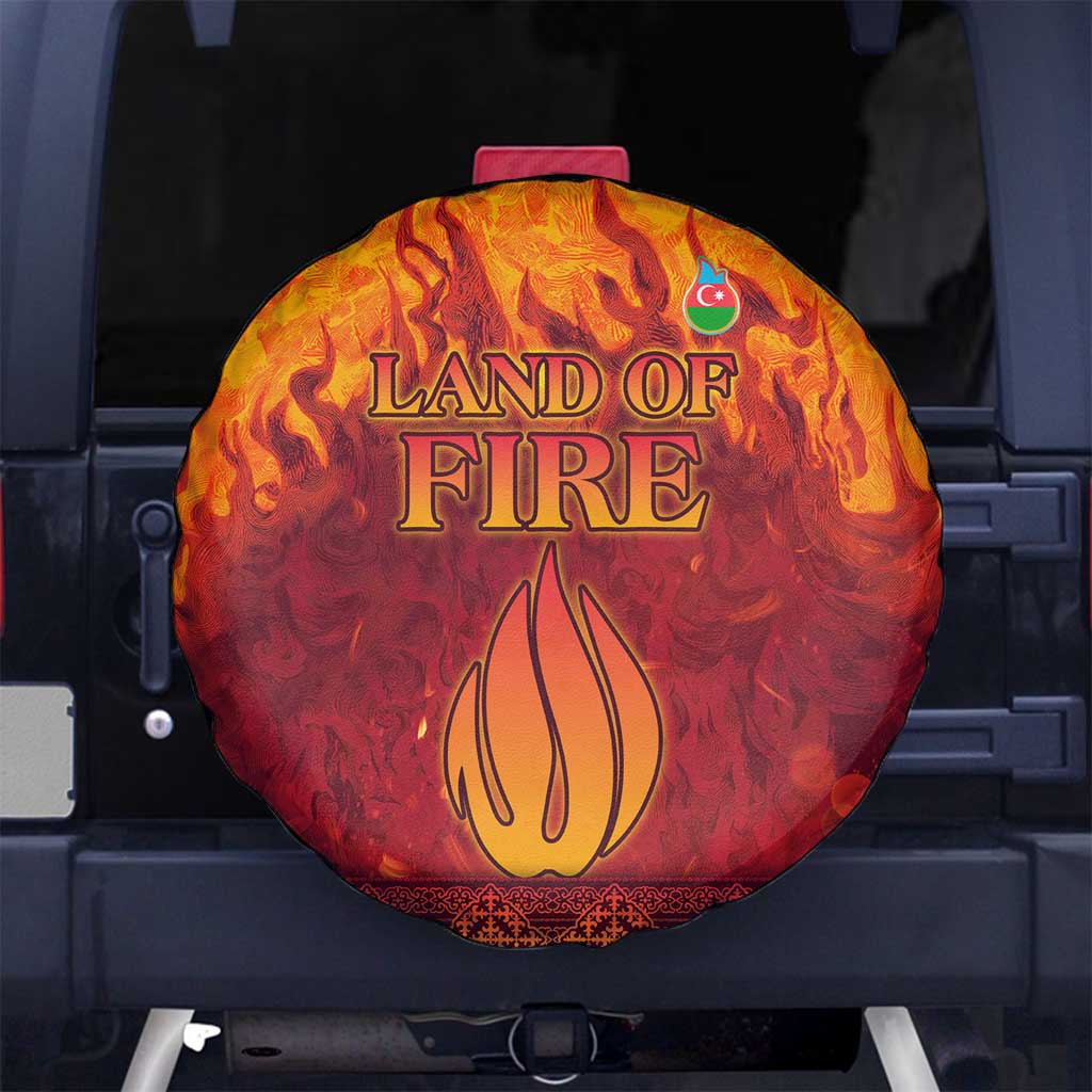 Azerbaijan Land of Fire Spare Tire Cover with Flame Towers and Baku Design