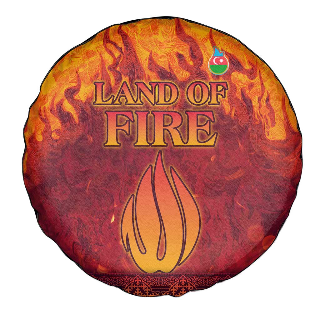 Azerbaijan Land of Fire Spare Tire Cover with Flame Towers and Baku Design