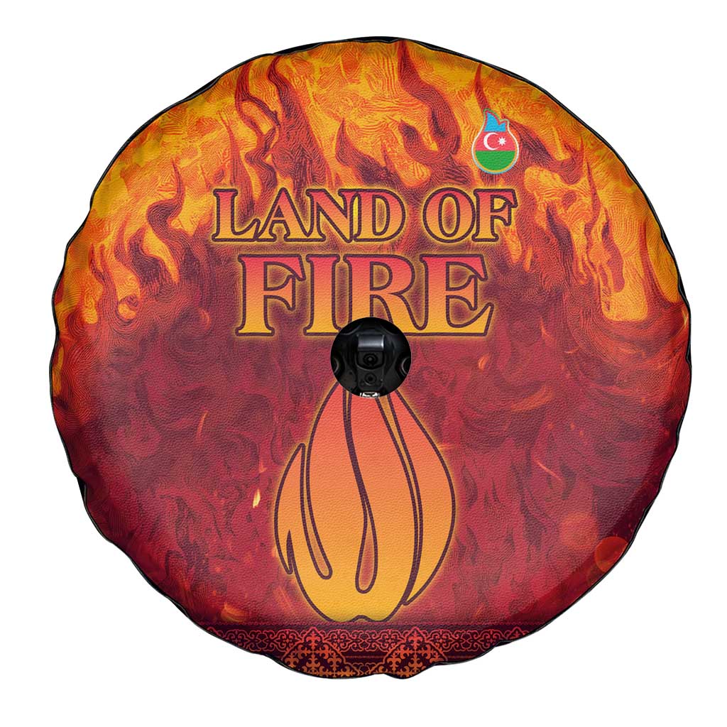 Azerbaijan Land of Fire Spare Tire Cover with Flame Towers and Baku Design