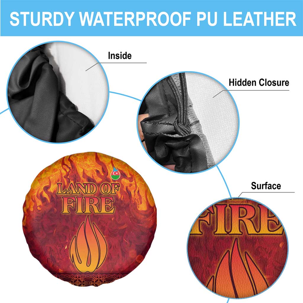 Azerbaijan Land of Fire Spare Tire Cover with Flame Towers and Baku Design