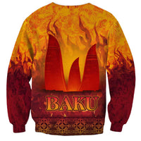 Azerbaijan Land of Fire Sweatshirt with Flame Towers and Baku Design