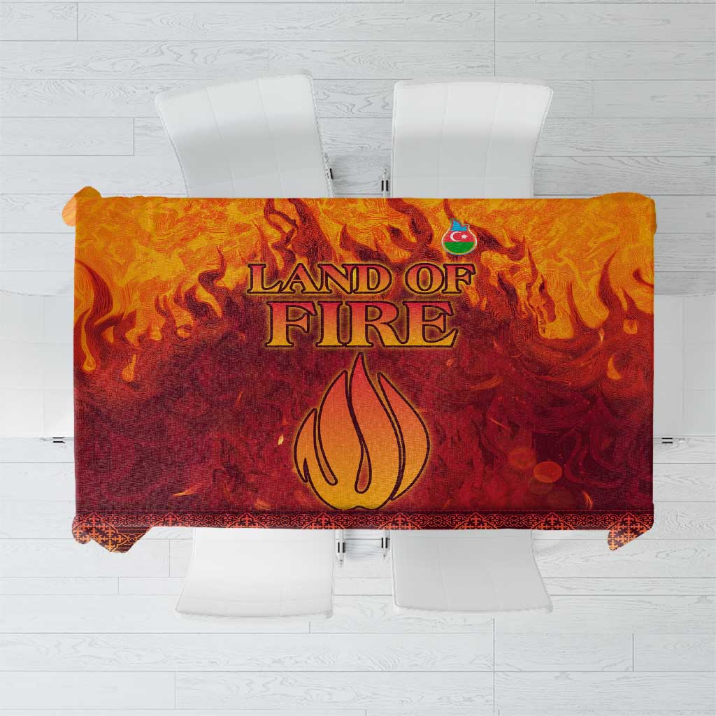 Azerbaijan Land of Fire Tablecloth with Flame Towers and Baku Design