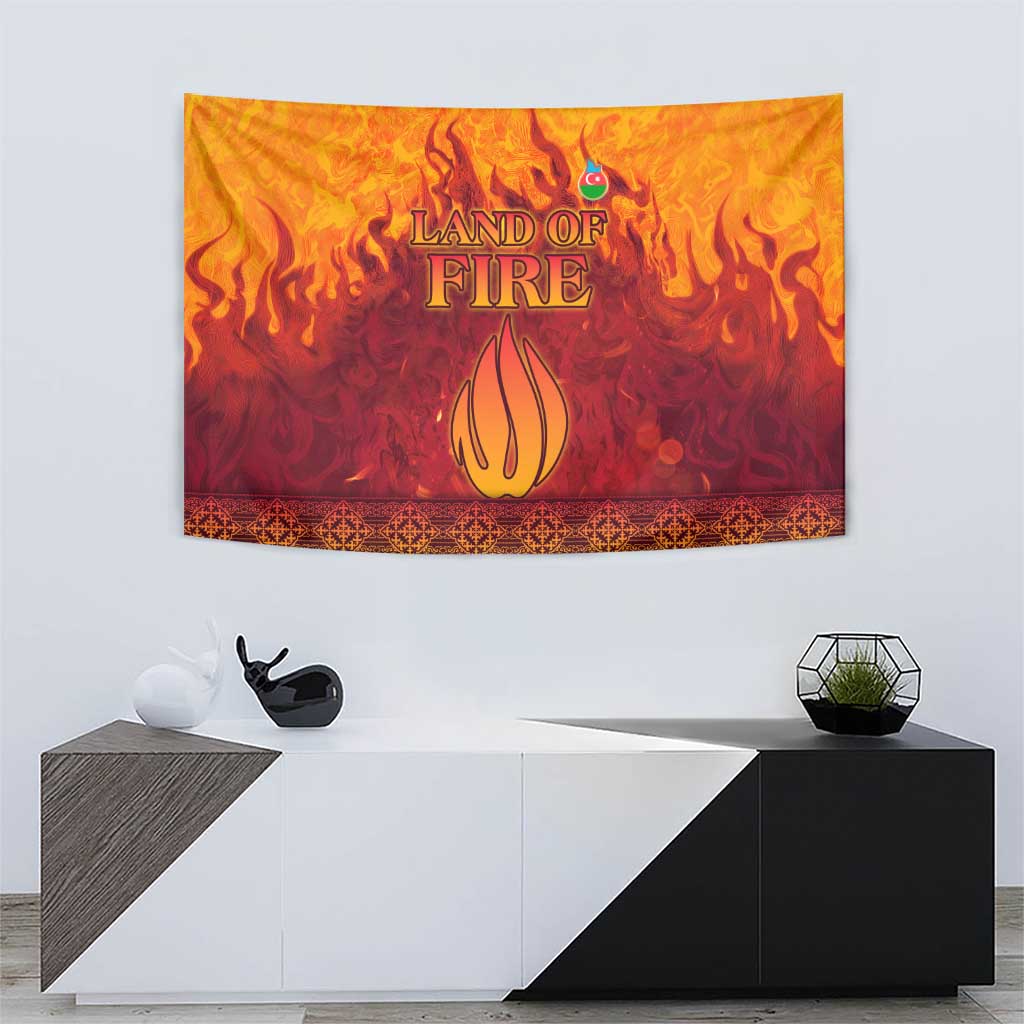 Azerbaijan Land of Fire Tapestry with Flame Towers and Baku Design