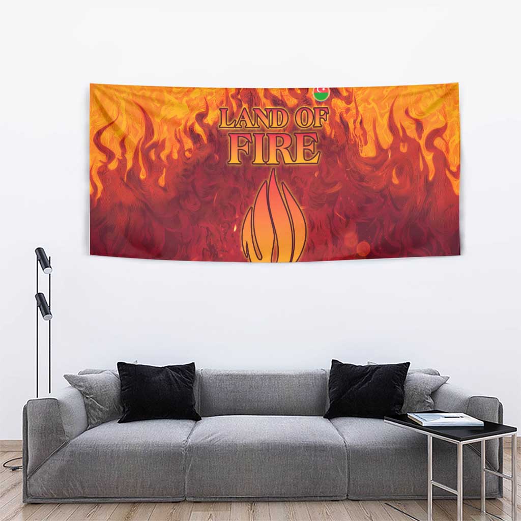 Azerbaijan Land of Fire Tapestry with Flame Towers and Baku Design