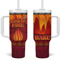 Azerbaijan Land of Fire Tumbler With Handle with Flame Towers and Baku Design
