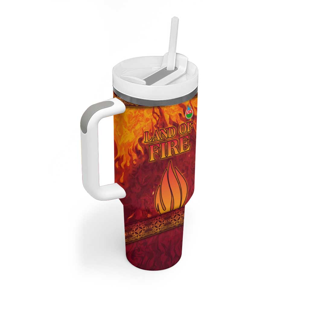 Azerbaijan Land of Fire Tumbler With Handle with Flame Towers and Baku Design