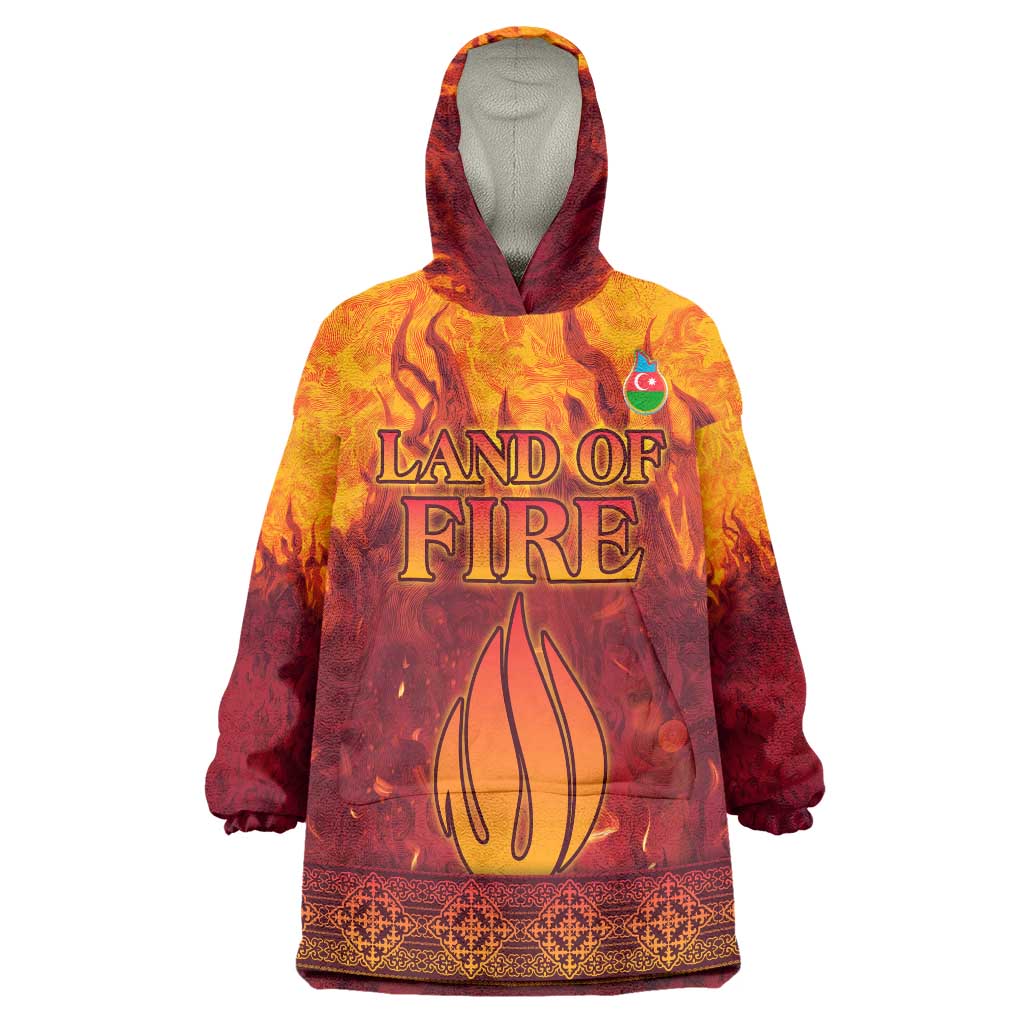 Azerbaijan Land of Fire Wearable Blanket Hoodie with Flame Towers and Baku Design