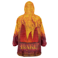 Azerbaijan Land of Fire Wearable Blanket Hoodie with Flame Towers and Baku Design