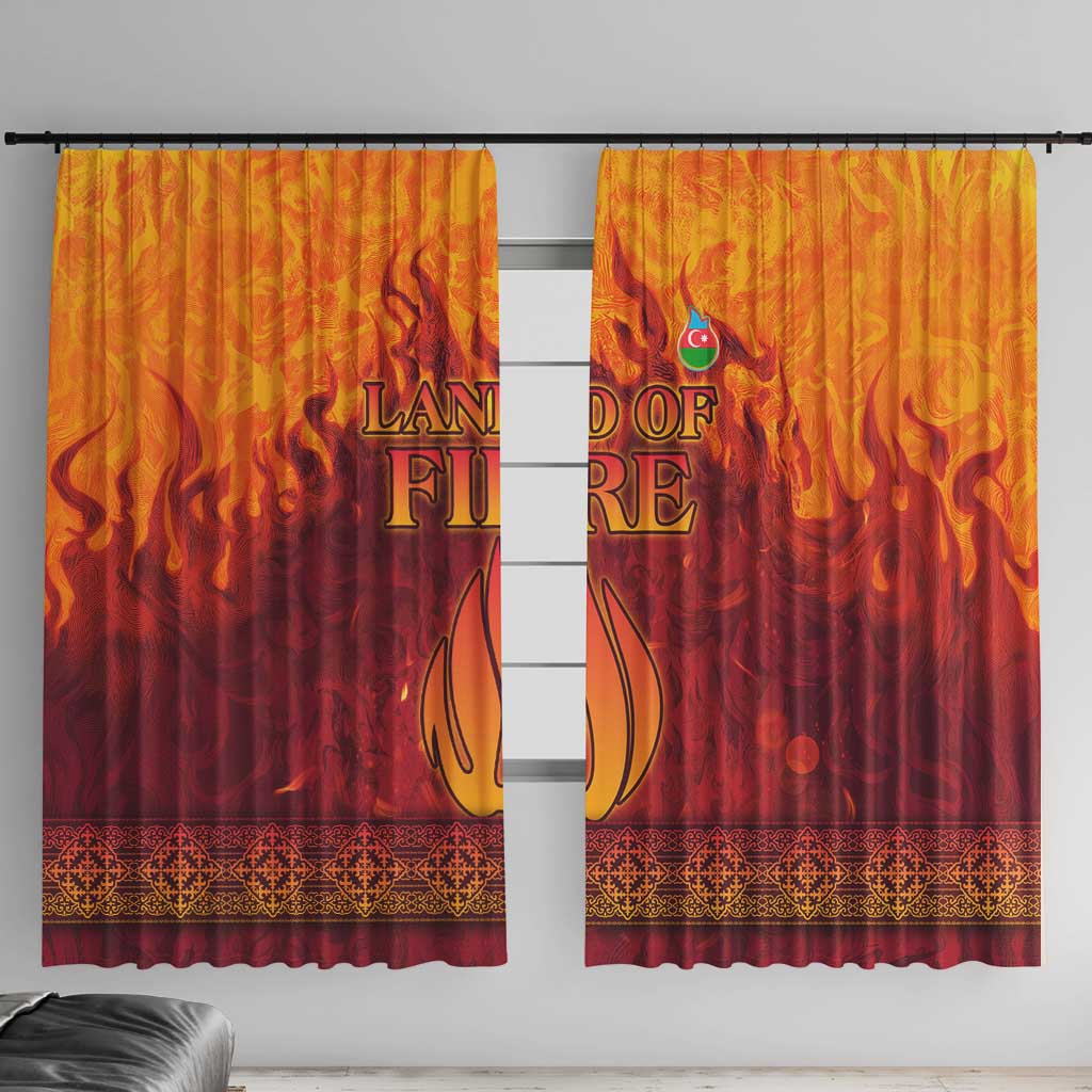 Azerbaijan Land of Fire Window Curtain with Flame Towers and Baku Design