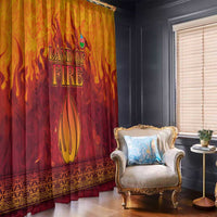 Azerbaijan Land of Fire Window Curtain with Flame Towers and Baku Design
