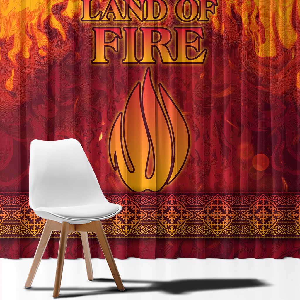 Azerbaijan Land of Fire Window Curtain with Flame Towers and Baku Design