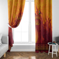 Azerbaijan Land of Fire Window Curtain with Flame Towers and Baku Design