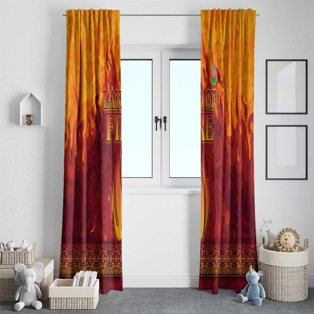 Azerbaijan Land of Fire Window Curtain with Flame Towers and Baku Design
