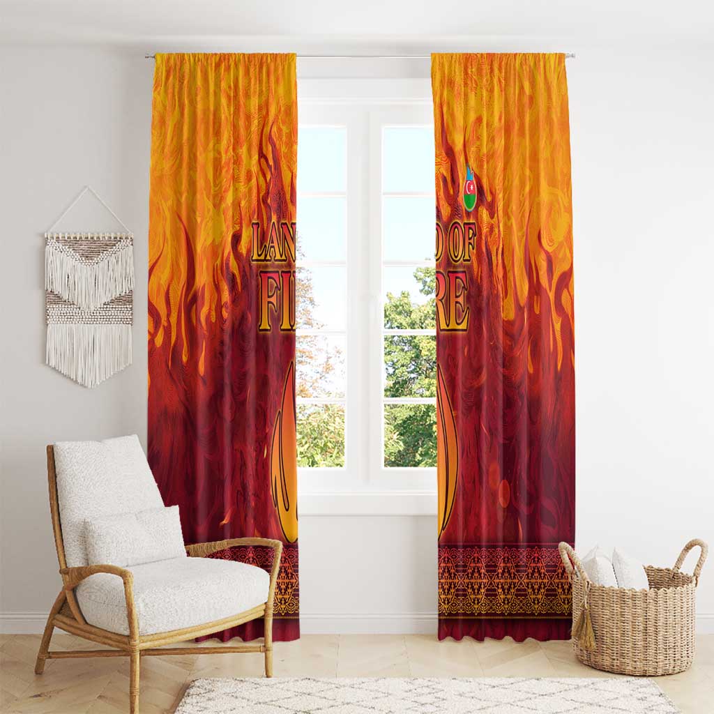 Azerbaijan Land of Fire Window Curtain with Flame Towers and Baku Design