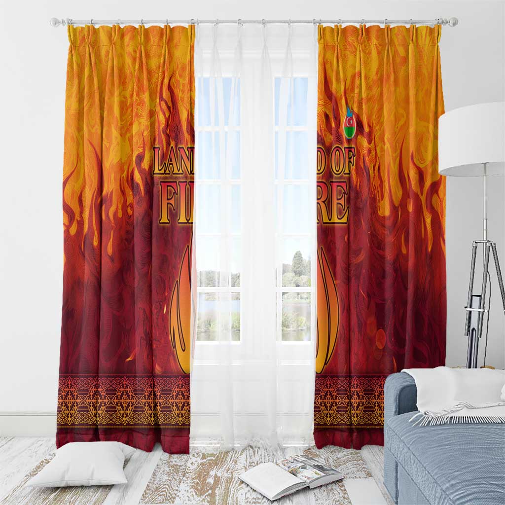Azerbaijan Land of Fire Window Curtain with Flame Towers and Baku Design