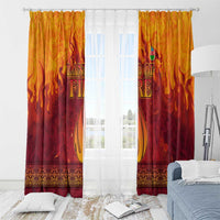 Azerbaijan Land of Fire Window Curtain with Flame Towers and Baku Design
