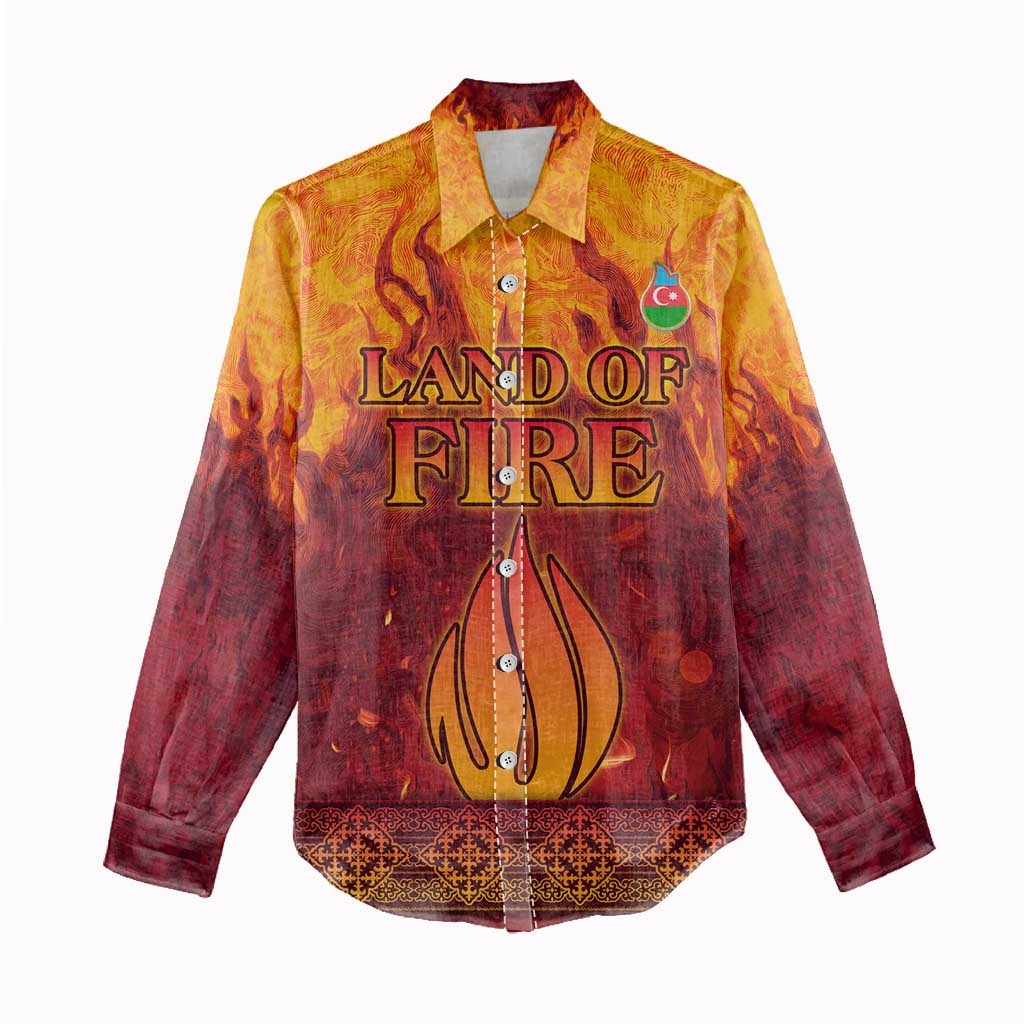 Azerbaijan Land of Fire Women Casual Shirt with Flame Towers and Baku Design