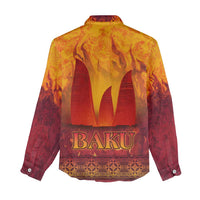 Azerbaijan Land of Fire Women Casual Shirt with Flame Towers and Baku Design