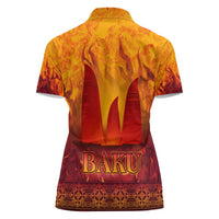Azerbaijan Land of Fire Women Polo Shirt with Flame Towers and Baku Design