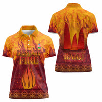 Azerbaijan Land of Fire Women Polo Shirt with Flame Towers and Baku Design