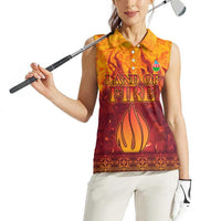 Azerbaijan Land of Fire Women Sleeveless Polo Shirt with Flame Towers and Baku Design