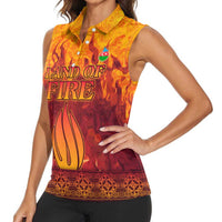 Azerbaijan Land of Fire Women Sleeveless Polo Shirt with Flame Towers and Baku Design