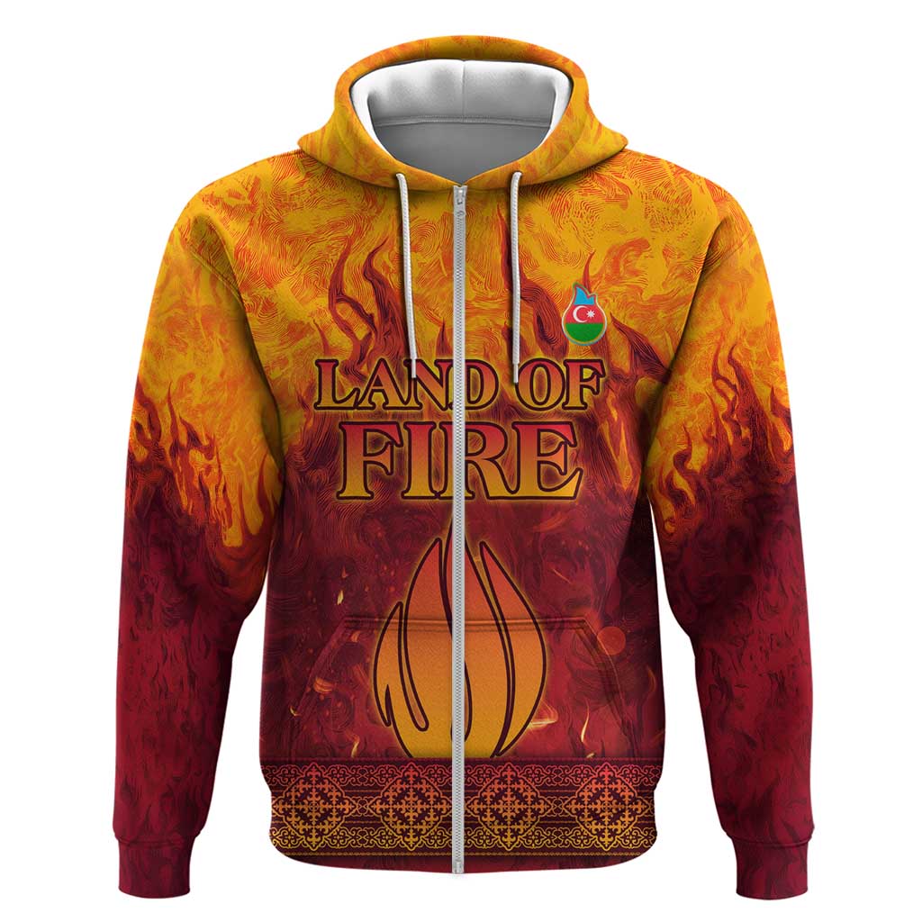 Azerbaijan Land of Fire Zip Hoodie with Flame Towers and Baku Design
