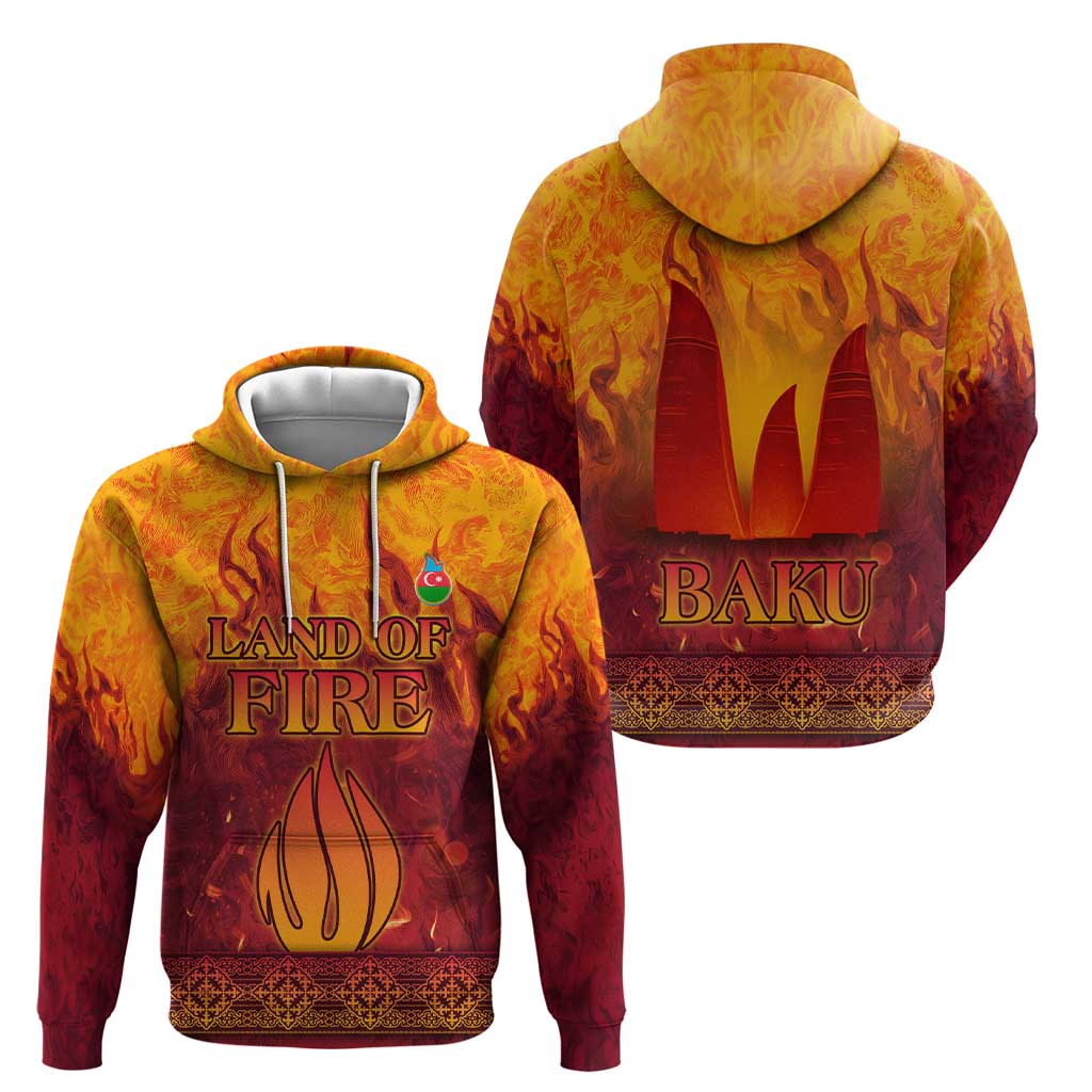 Azerbaijan Land of Fire Zip Hoodie with Flame Towers and Baku Design