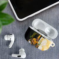 Personalized Australia Soccer Kangaroo AirPods Case World Football Mascot Green Gold Abstract Wave