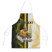 Personalized Australia Soccer Kangaroo Apron World Football Mascot Green Gold Abstract Wave