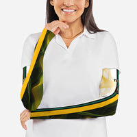 Personalized Australia Soccer Kangaroo Arm Sleeves World Football Mascot Green Gold Abstract Wave