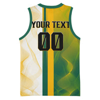 Personalized Australia Soccer Kangaroo Basketball Jersey World Football Mascot Green Gold Abstract Wave