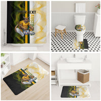 Personalized Australia Soccer Kangaroo Bathroom Set World Football Mascot Green Gold Abstract Wave