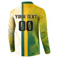 Personalized Australia Soccer Kangaroo Button Sweatshirt World Football Mascot Green Gold Abstract Wave