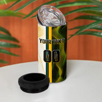Personalized Australia Soccer Kangaroo 4 in 1 Can Cooler Tumbler World Football Mascot Green Gold Abstract Wave