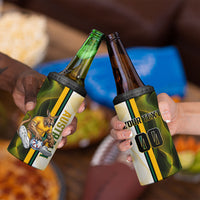 Personalized Australia Soccer Kangaroo 4 in 1 Can Cooler Tumbler World Football Mascot Green Gold Abstract Wave