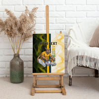 Personalized Australia Soccer Kangaroo Canvas Wall Art World Football Mascot Green Gold Abstract Wave