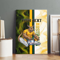 Personalized Australia Soccer Kangaroo Canvas Wall Art World Football Mascot Green Gold Abstract Wave