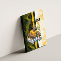 Personalized Australia Soccer Kangaroo Canvas Wall Art World Football Mascot Green Gold Abstract Wave