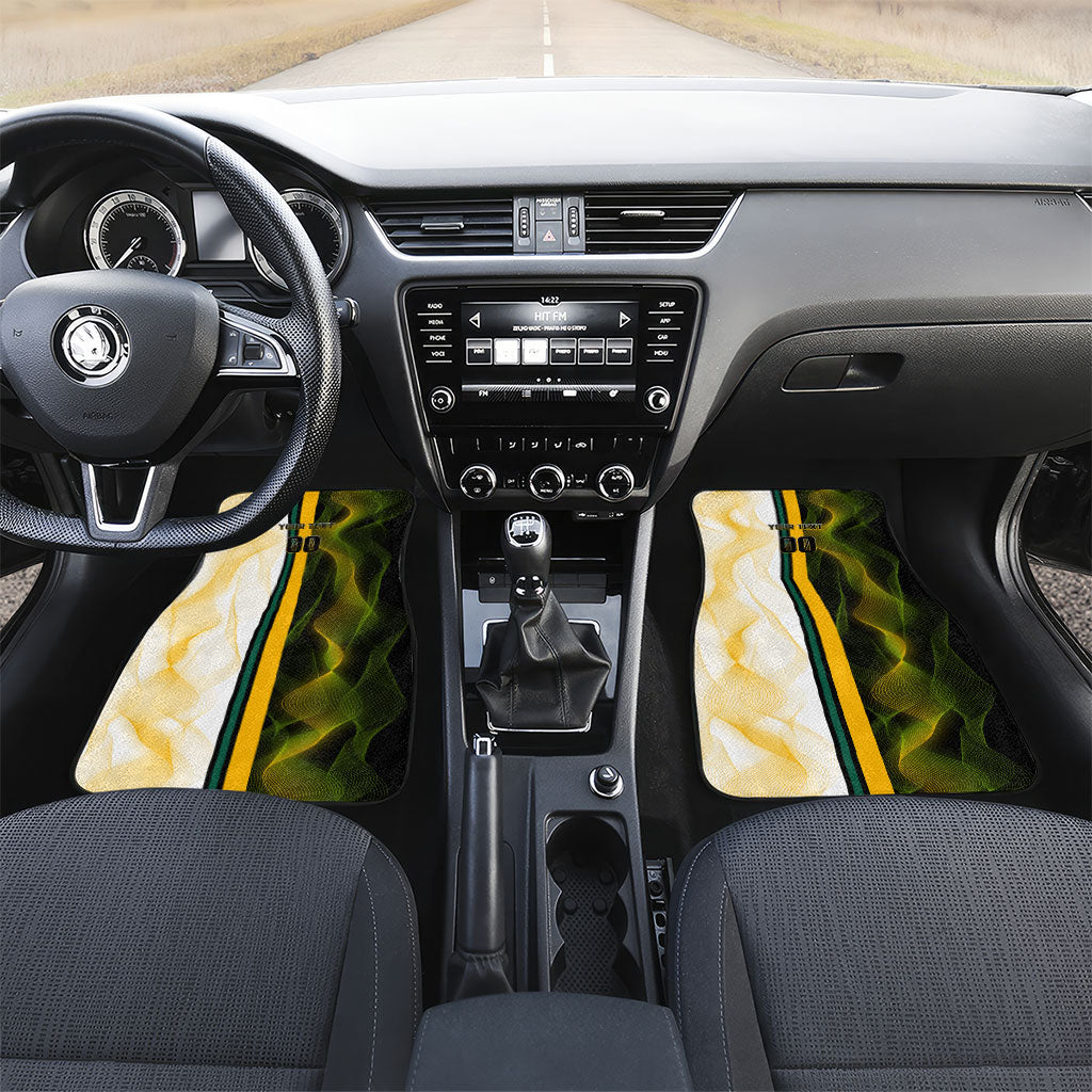 Personalized Australia Soccer Kangaroo Car Mats World Football Mascot Green Gold Abstract Wave