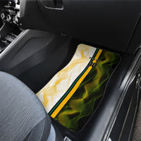 Personalized Australia Soccer Kangaroo Car Mats World Football Mascot Green Gold Abstract Wave