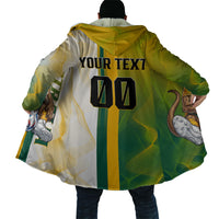 Personalized Australia Soccer Kangaroo Cloak World Football Mascot Green Gold Abstract Wave