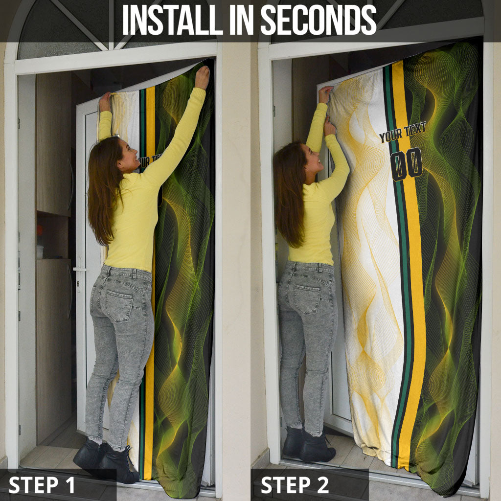 Personalized Australia Soccer Kangaroo Door Cover World Football Mascot Green Gold Abstract Wave