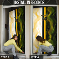 Personalized Australia Soccer Kangaroo Door Cover World Football Mascot Green Gold Abstract Wave