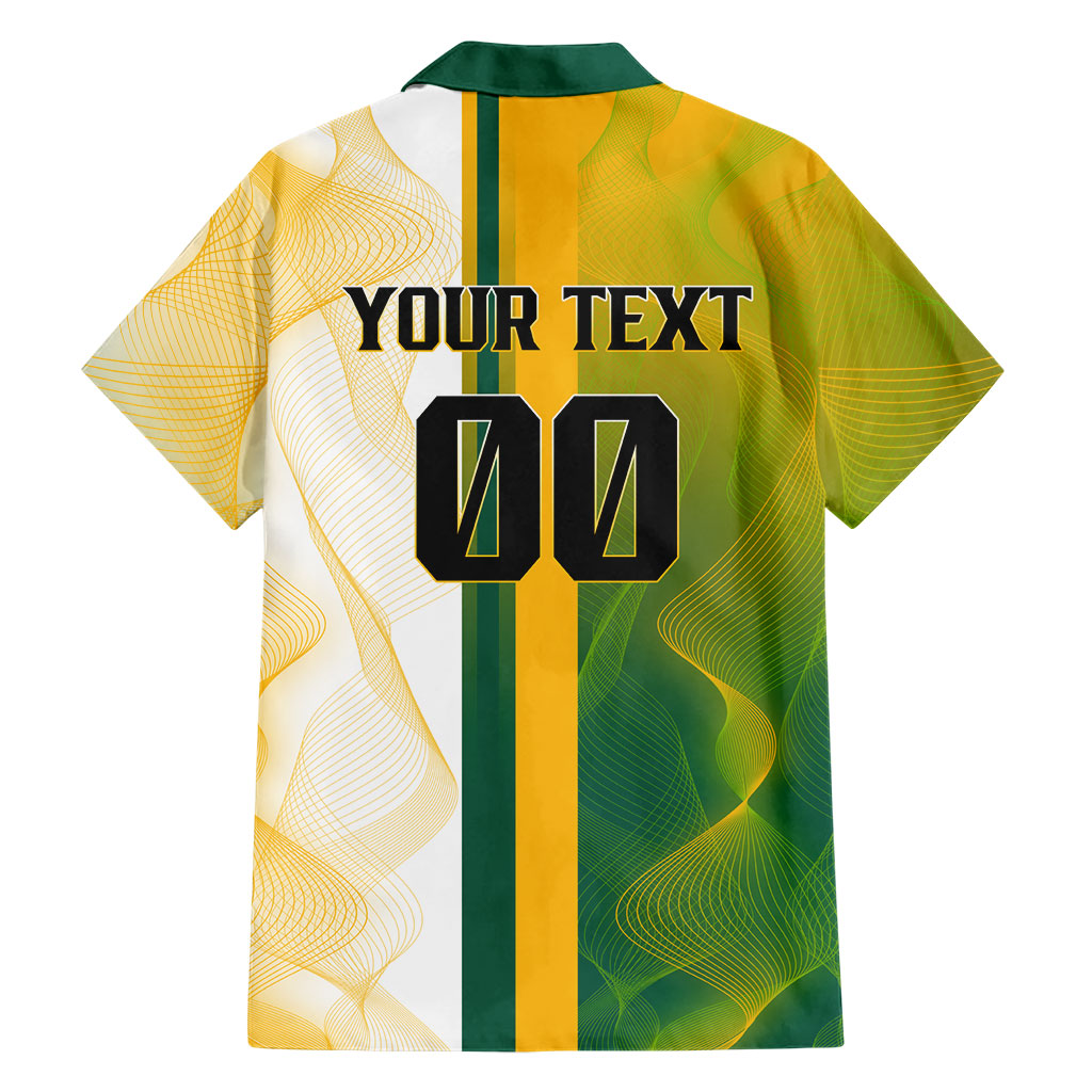 Personalized Australia Soccer Kangaroo Hawaiian Shirt World Football Mascot Green Gold Abstract Wave