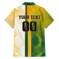 Personalized Australia Soccer Kangaroo Hawaiian Shirt World Football Mascot Green Gold Abstract Wave