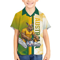 Personalized Australia Soccer Kangaroo Hawaiian Shirt World Football Mascot Green Gold Abstract Wave