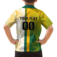 Personalized Australia Soccer Kangaroo Hawaiian Shirt World Football Mascot Green Gold Abstract Wave